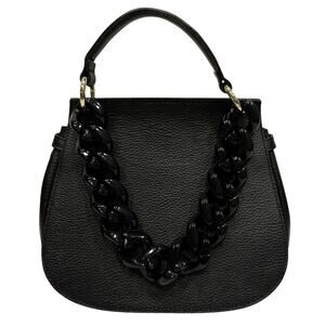 MY BEST BAG Black Leather Handbag w Top Handle - Made in Italy - Retail: $300